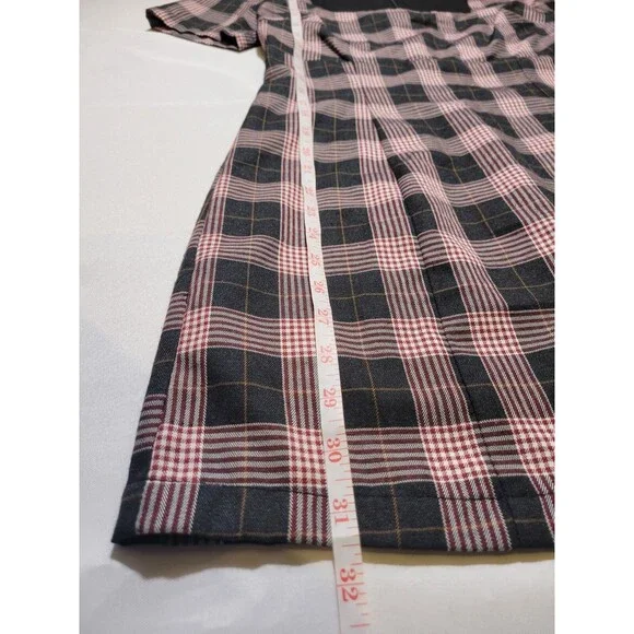 Plaid 90s Grunge Short Dress Womens Small Square Neck By Wild Honey Clueless - Picture 10 of 12